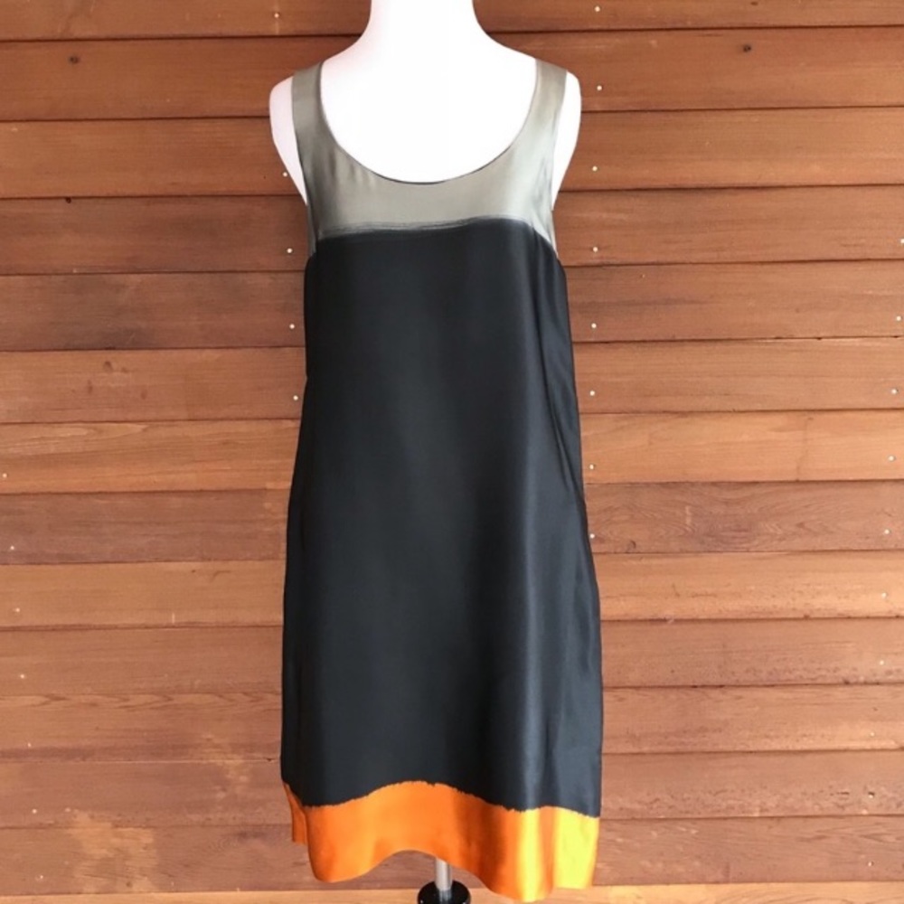 Theory Orange and Grey Silk Dress
